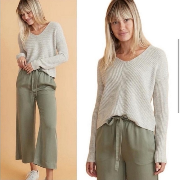 Marine Layer “Elisa” V-Neck Sweater In Oatmeal Heather Size XL New With Tag! - Picture 1 of 7